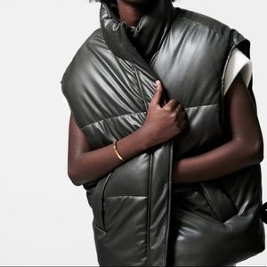 Zara NWT Luxury Cozy Winter Minimalist RARE Oversized Faux Leather Vest